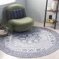 SAFAVIEH Washable Rug Tucson Collection - 6 Round, Light Grey, Slip Resistant, Ideal for High Traffic Areas in Living Room, Foy