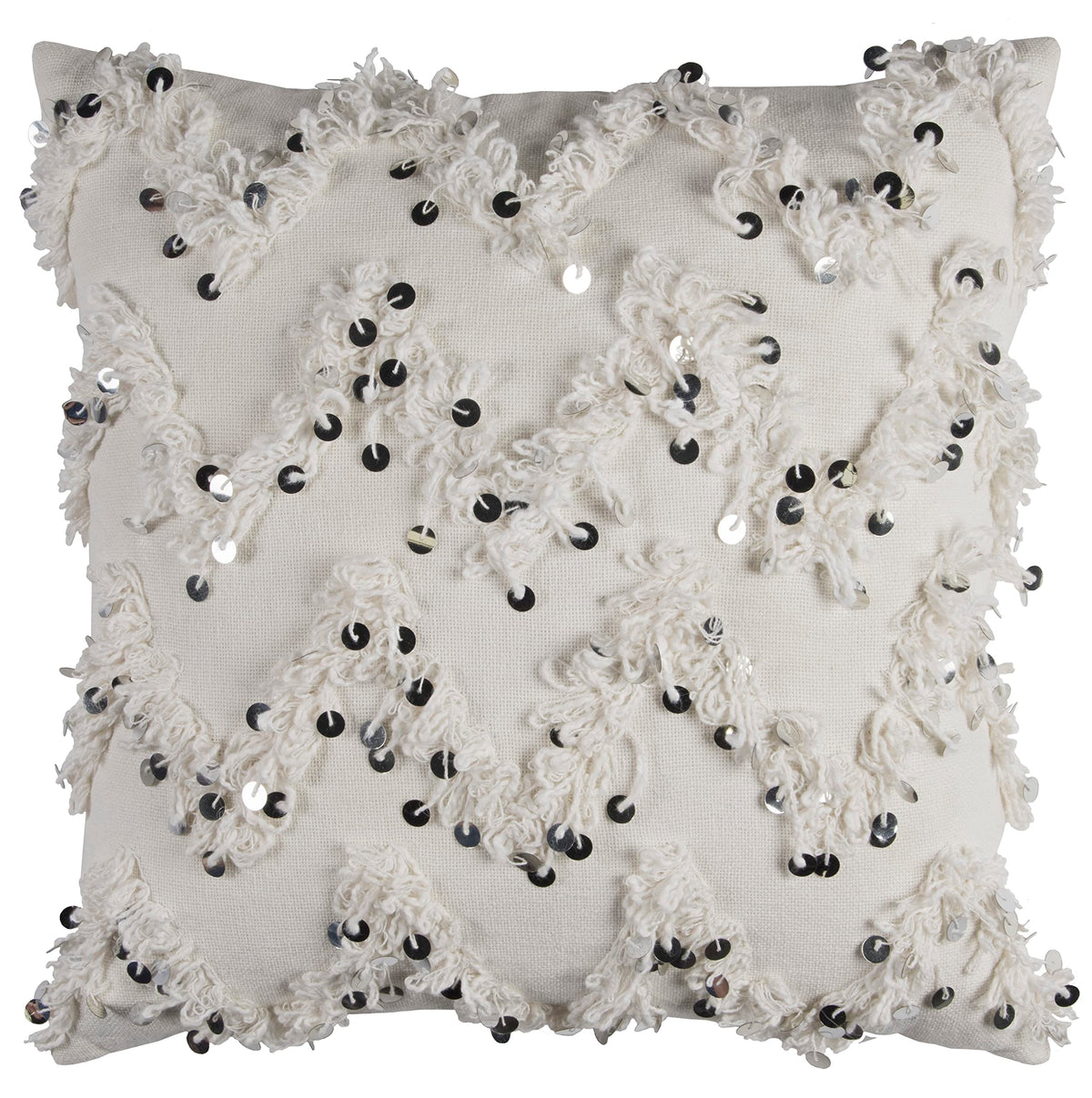 Rizzy Home T11378 Decorative Pillow, 20&quot;X20&quot;, White/Metallic/Gray