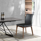 Whiteline Modern Living Stella Dining Chair with Faux Leather Seat and Back and Grey Oak Veneer Legs, Set of 2, Black/Walnut