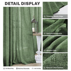 Olive Green Linen Curtains 84 Inch Length For Living Room 2 Panels Back Tab Light Filtering Boho Forest Hunter Green Semi Sheer
