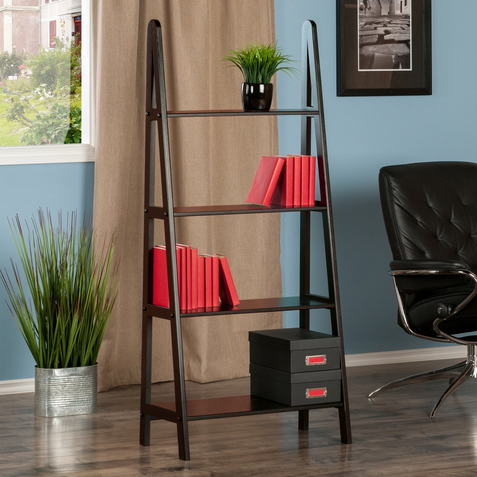 Winsome Beech Wood 4-Tier A-Frame Shelf, Dark Espresso (92428)