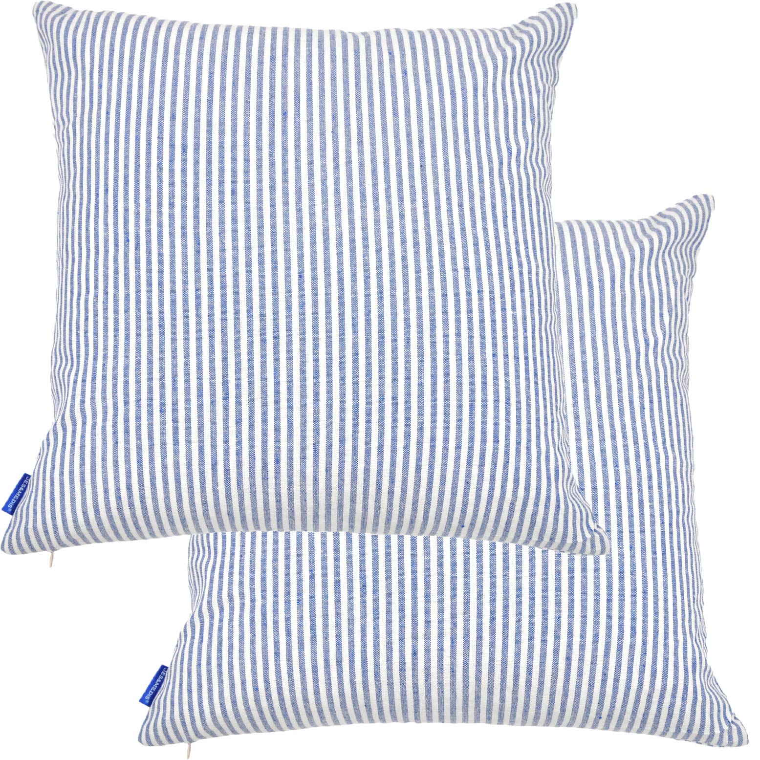 Jes&Medis Pack Of 2 Pillowcase Cotton Striped Home Decor Square Throw Pillow Covers Set For Office Bed Car Club 18 X 18 Inches 4