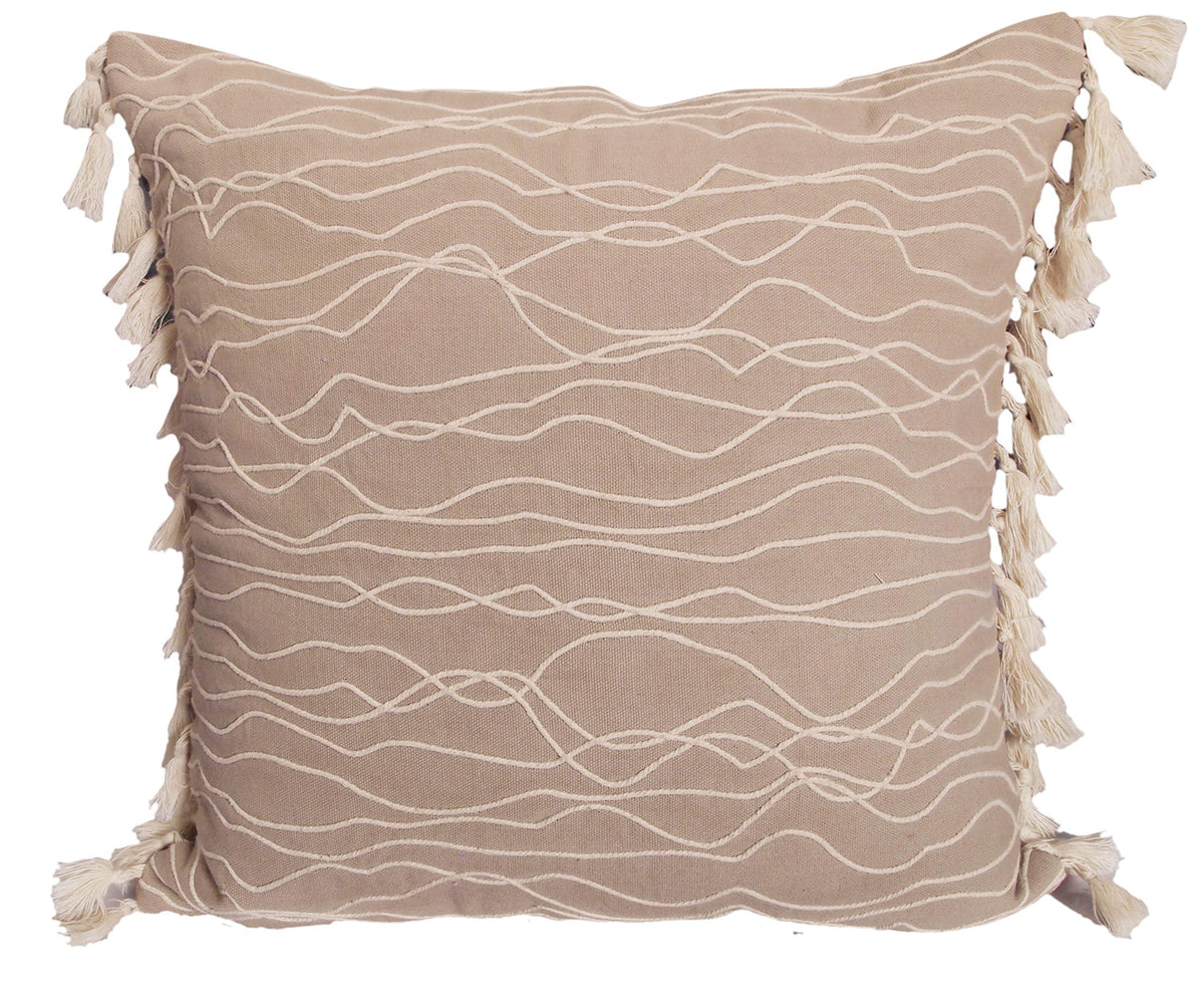 Ardenmead Cotton Cushion Covers 16X16. Dori Embroidered Decorative Pillow With Laces On The Border For Your Sofa. Set Of 2