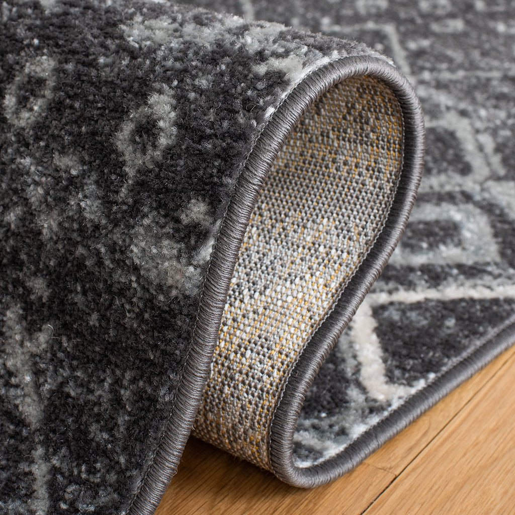 Safavieh Amsterdam Collection Runner Rug - 2'3'' X 8', Dark Grey & Light Grey, Moroccan Boho Design, Non-Shedding & Easy Care, I