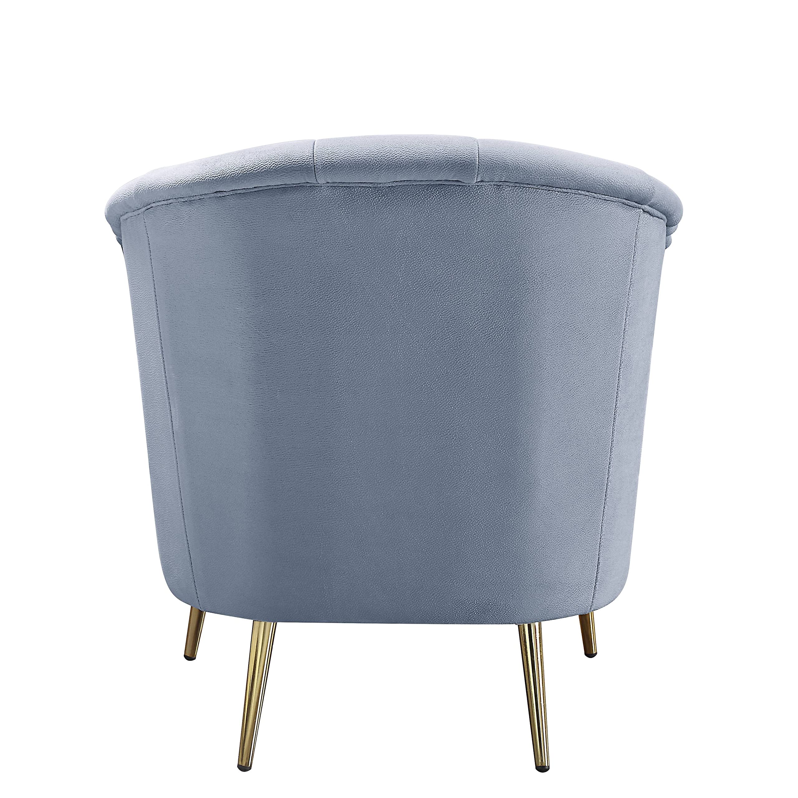 Acme Bayram Velvet Tufted Chair in Light Gray