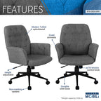 Techni Mobili Executive Modern Upholstered Tufted Office Chair With Arms, Regular, Grey
