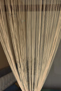 HFI 1 Piece Solid Tabtop Polyester Threads String Curtain  Door  7 feet, Gold, Semi Transparent Curtain