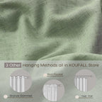Koufall Sage Green Back Tab Rod Pocket Linen Sheer Curtains 38 By 54 For Bedroom