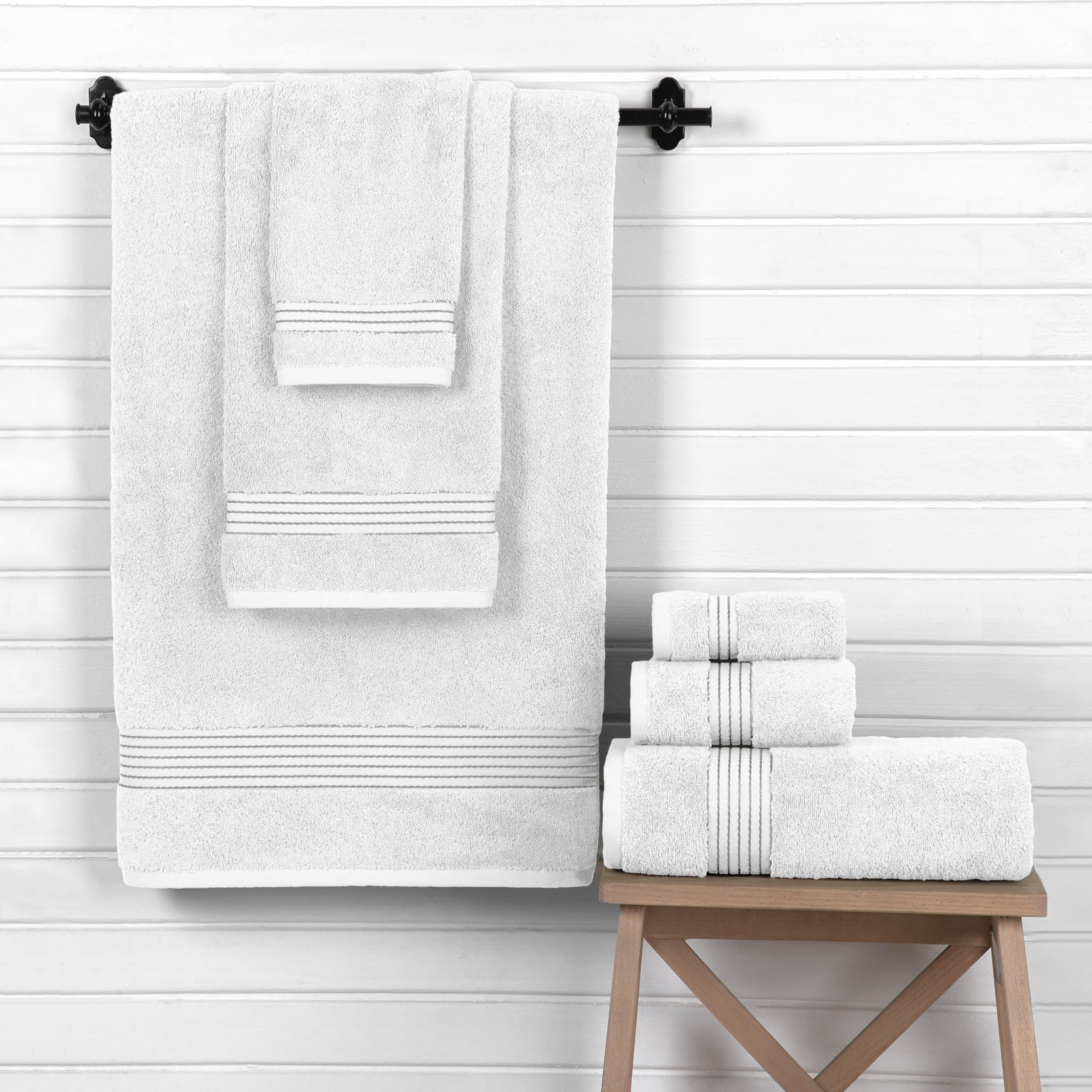 Elegant Comfort Premium Cotton 6-Piece Towel Set, Includes 2 Washcloths, 2 Hand Towels And 2 Bath Towels, 100% Turkish Cotton -