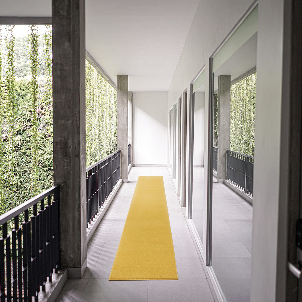 Nourison Essentials Solid Indoor/Outdoor Yellow 2'2' X 20 Area Rug, Easy Cleaning, Non Shedding, Bed Room, Living Room, Dining Room, Deck, Patio, Backyard (2X20)