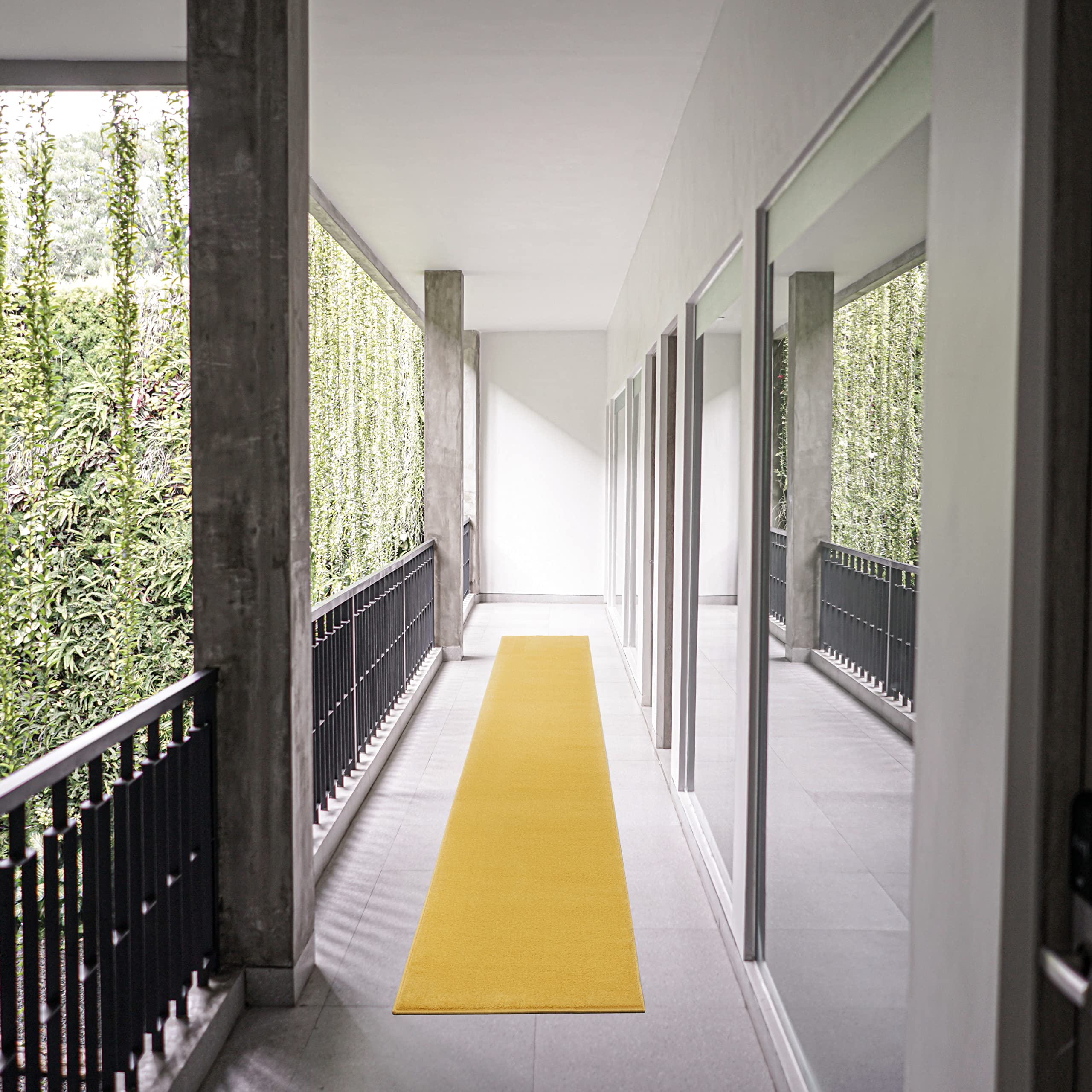 Nourison Essentials Solid Indoor/Outdoor Yellow 2'2' X 20 Area Rug, Easy Cleaning, Non Shedding, Bed Room, Living Room, Dining Room, Deck, Patio, Backyard (2X20)