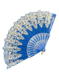 EOSAU Handheld Chinese Folding Fan Hand Fans for Women Foldable Bulk for Party Wedding Church Dancing (Blue)