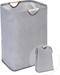 Sea Team 16Gallon Large Rectangular Canvas Laundry Basket, Gray