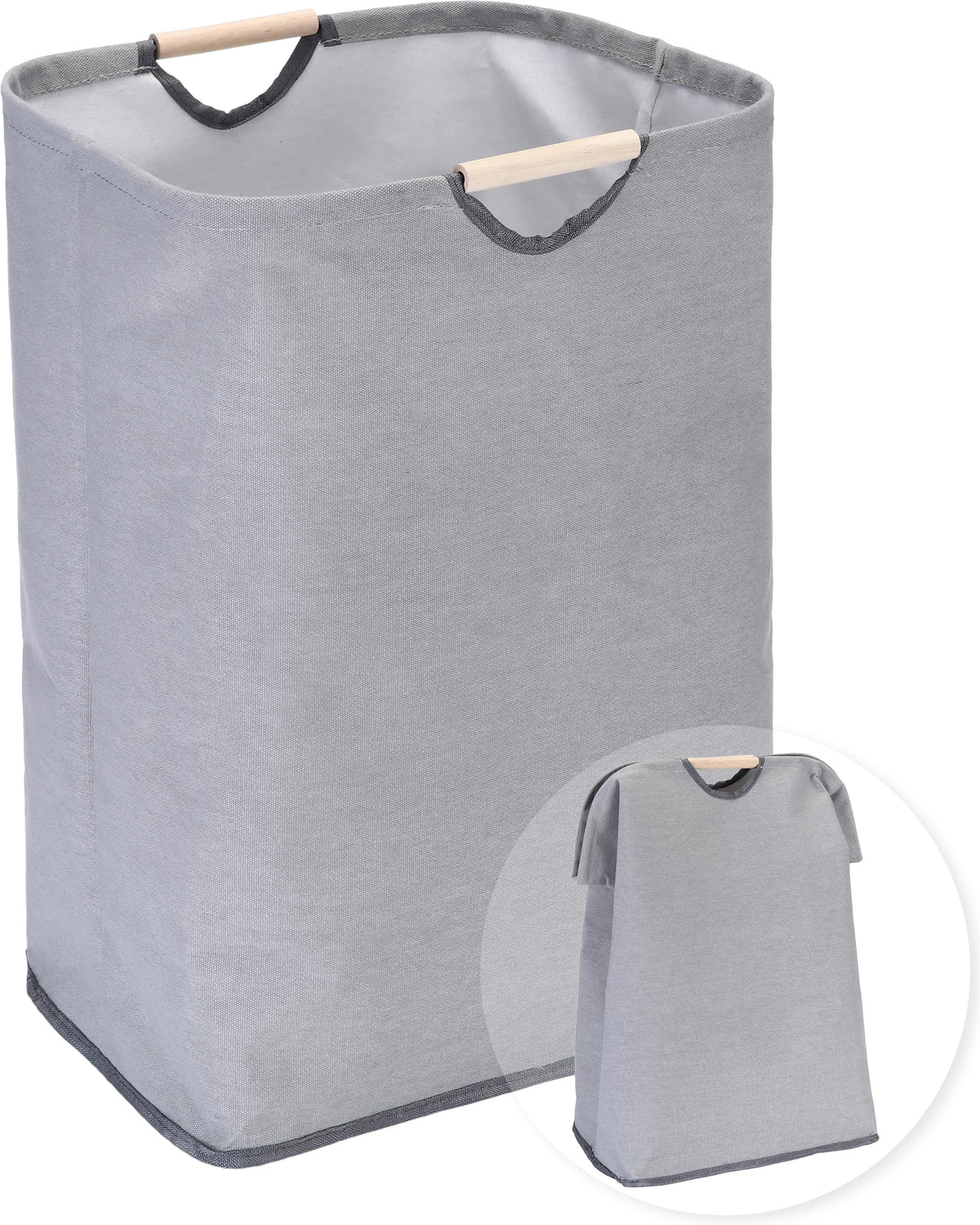 Sea Team 16Gallon Large Rectangular Canvas Laundry Basket, Gray