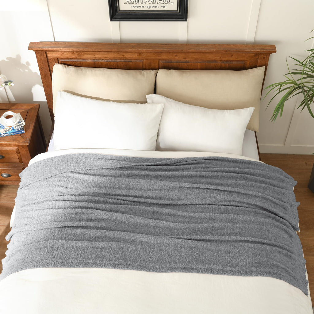 Jooja Knit Throw Blanket Super Soft Warm Blanket For Couch Lightweight Fluffy Blanket For Bed Sofa 60X80 Inches Grey