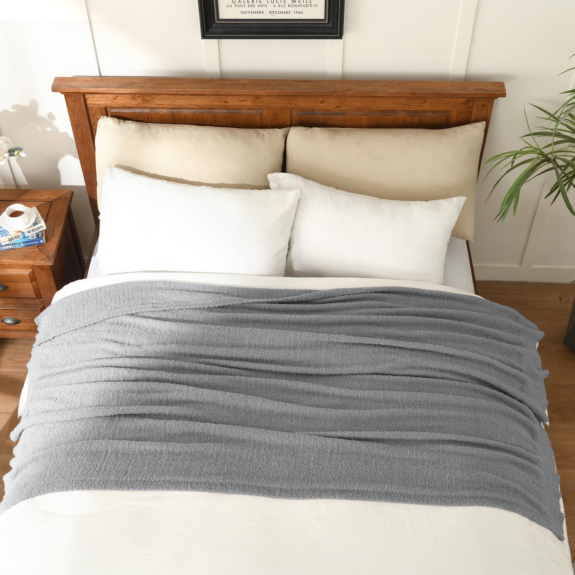 Jooja Knit Throw Blanket Super Soft Warm Blanket For Couch Lightweight Fluffy Blanket For Bed Sofa 60X80 Inches Grey