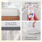 California Design Den King Floral Sheet Set, 100% Organic Cotton Percale Sheets, Deep Pocket King Sheets & Pillowcase Set - Floral