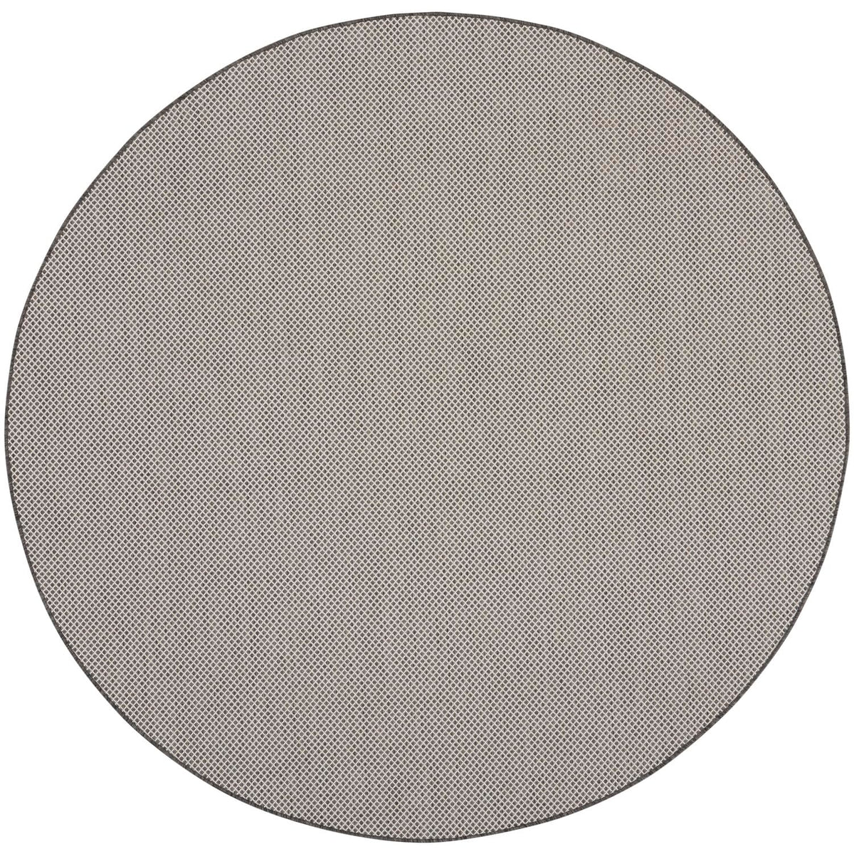 Nourison Courtyard Indoor/Outdoor Ivory/Charcoal 6' X Round Area Rug, Easy Cleaning, Non Shedding, Bed Room, Living Room, Dining