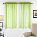 Decotex 2 Piece Sheer Voile Transparent Rod Pocket Window Curtain Panel Drape Tier Set (54 X 36, Lime Green)