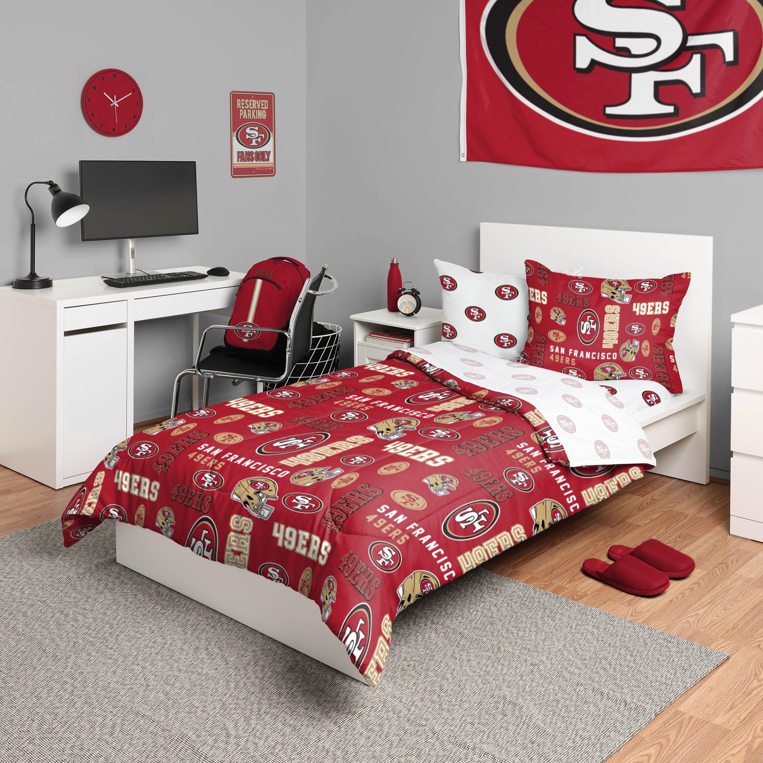 Foco San Francisco 49Ers Nfl Team Color Bed In A Bag Comforter Bedding 5 Piece Twin Set