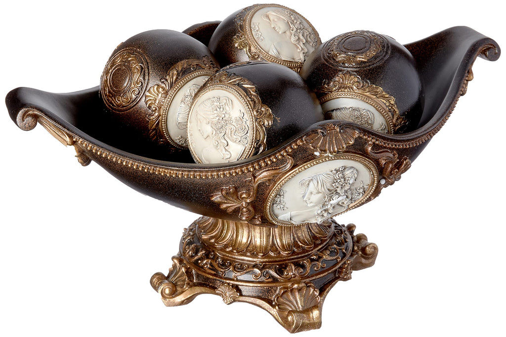 Ok Lighting Grecian Decorative Fruit Bowl, 8.0", Bronze