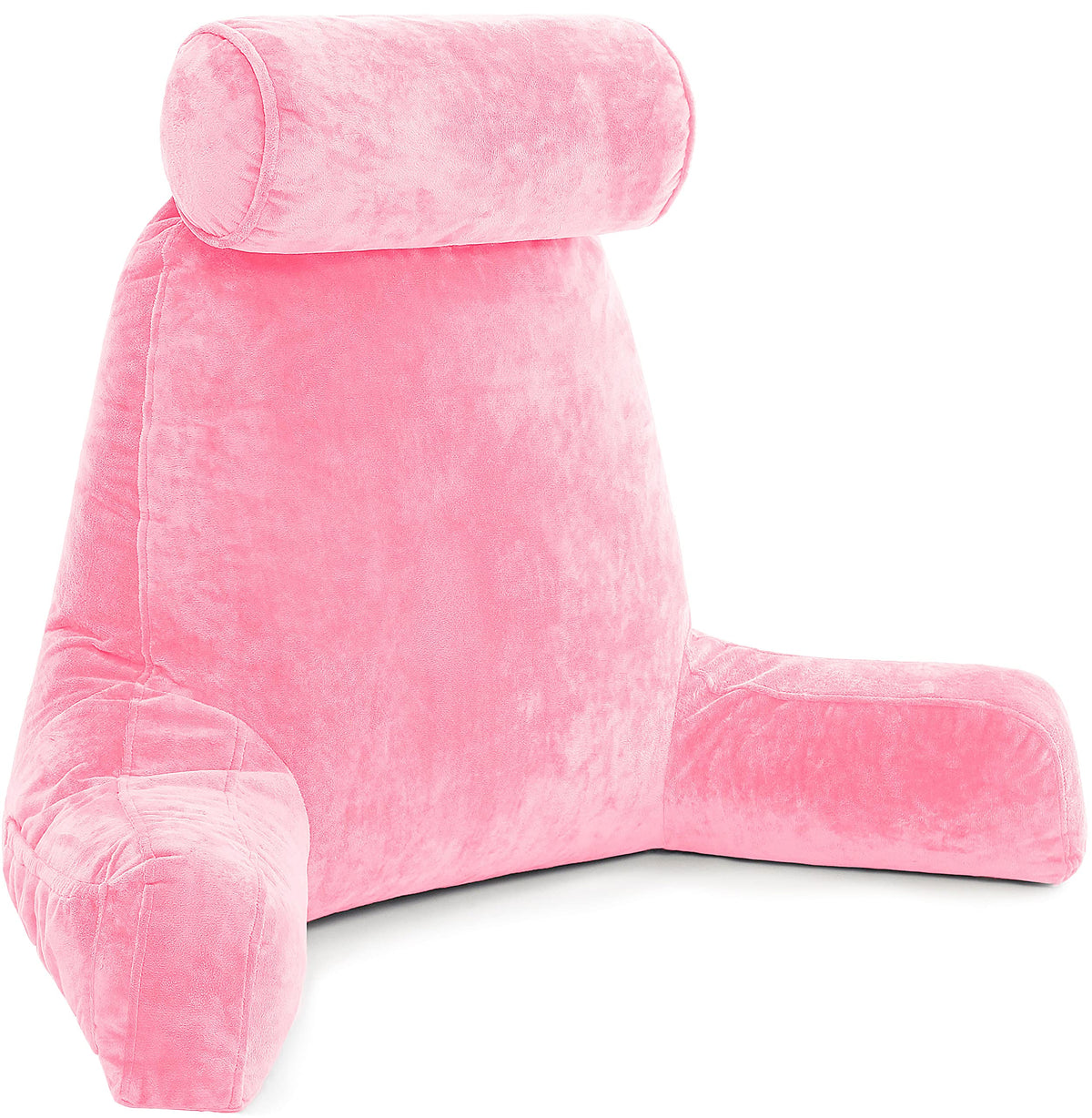 Husband Pillow Xxl Pink Backrest With Arms, Adult Reading Pillow With Shredded Memory Foam, Ultra-Comfy Removable Microplush Cov