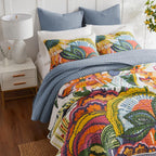 Levtex Home - Cross Stitch Chambray Quilt Set - Full/Queen Quilt + Two Standard Pillow Shams - Cross Stitched Pattern - Quilt Si