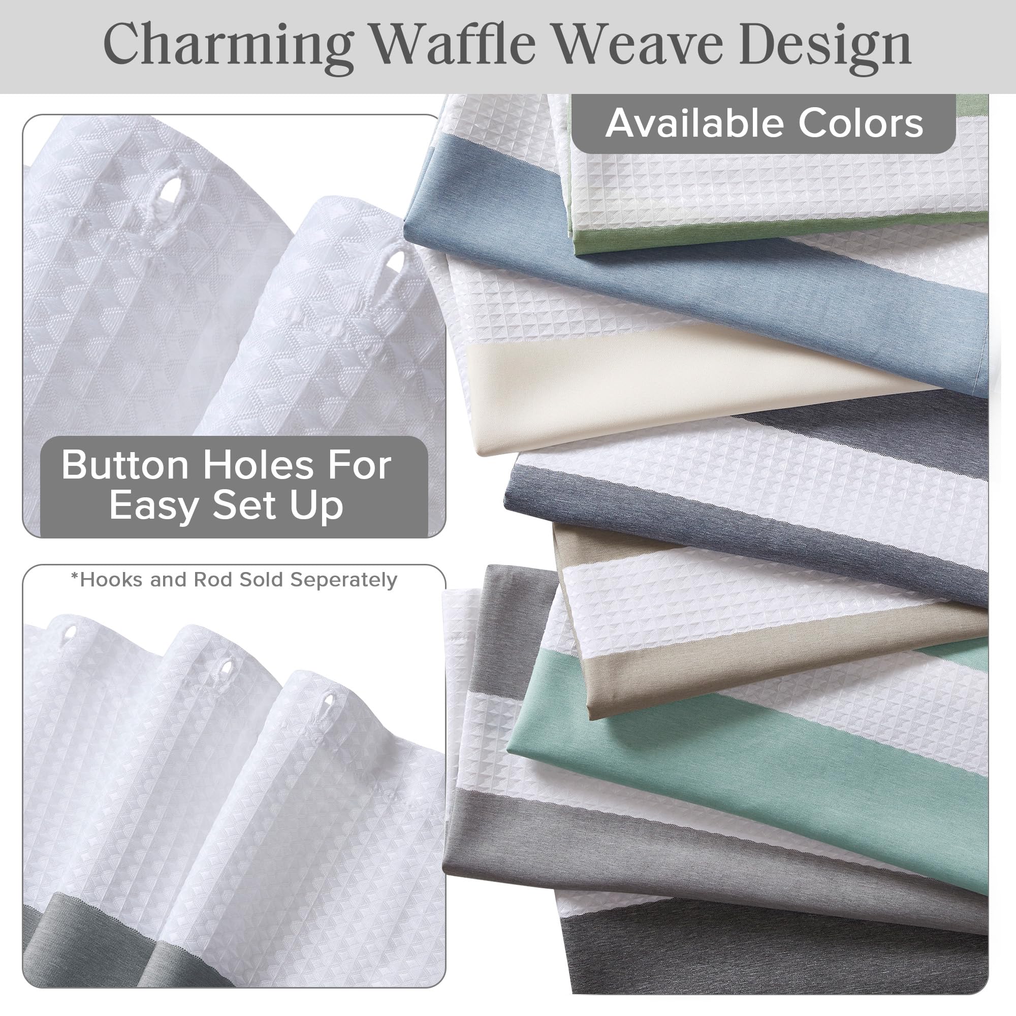 Madison Park Spa Waffle Shower Curtain Pieced Fabric With 3M Scotchgard Moisture Management, Premium Spa Quality Modern Shower Curtains For Bathroom, Standard 72X72, Charcoal