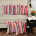 Amazon Brand  Umi Cotton Salsa Stripe Cushion Cover Set Of 5 20X20 Inch Red/Rust Multicolour Large Square Throw Pillow Covers F