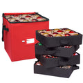 Primode Holiday Ornament Storage Box, 4 Layers, Fits 64 Ornaments Balls, Constructed of Durable 600D Oxford Material Red