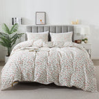 Honeilife Duvet Dover King Size - 100% Cotton Comforter Cover Floral Duvet Cover Sets, Breathable Duvet Cover With Zipper Closur