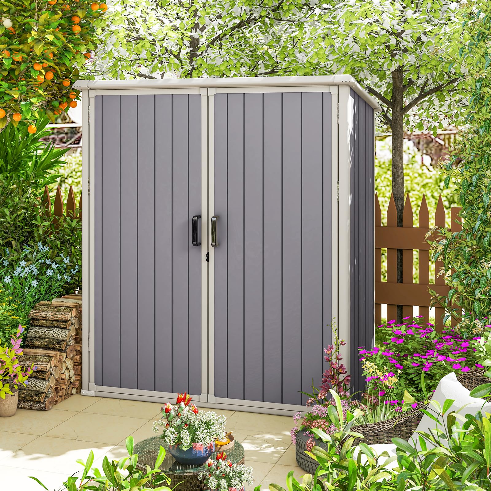 Jolydale 5.0 X 3.1 Outdoor Storage Shed, Resin Utility Tool Shed With Large Storage Room Storage House With Lockable Door, For B