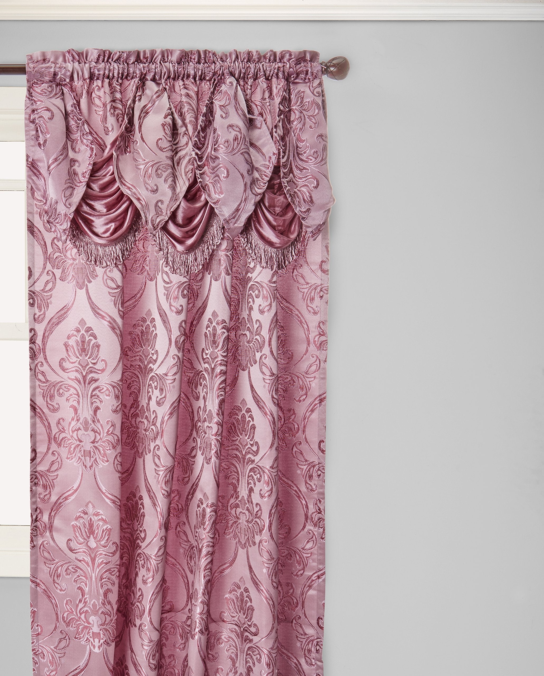Elegant Comfort Penelopie Jacquard Look Curtain Panel Set, 54 by 84-Inch, Purple, Set of 2