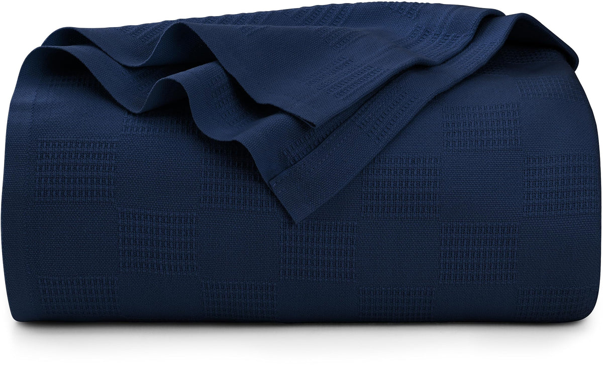 Utopia Bedding Navy Cotton Blanket [Twin, 90X72 Inch] 350Gsm Soft Thermal Blanket (Pack Of 10)
