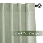 Ryb Home Linen Sheer Curtains And Drapes For Living Room And Bedroom 84 Inches Length, Breathable Back Tab/Rod Pocket Semi Sheer Curtains, Sage Green, W 52 X L 84 Inches, 2 Panels Set