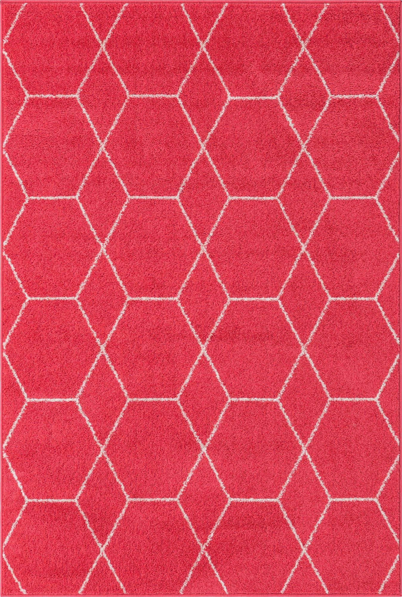 Unique Loom Trellis Frieze Collection Area Rug - Geometric (4 1 x 6 1 Rectangle Pink/Ivory)