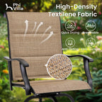 Phi Villa 3 Piece Outdoor Swivel Bar Stools Set, Bar Height Patio Bar Set With Padded Textilene Fabric, All-Weather High Top Patio Table And Chairs Furniture Set, Brown