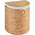 Best Choice Products Half Moon Laundry Hamper w/Lid, Woven Half Round Laundry Basket, w/Removable Liner & Bultin Handles for Ba