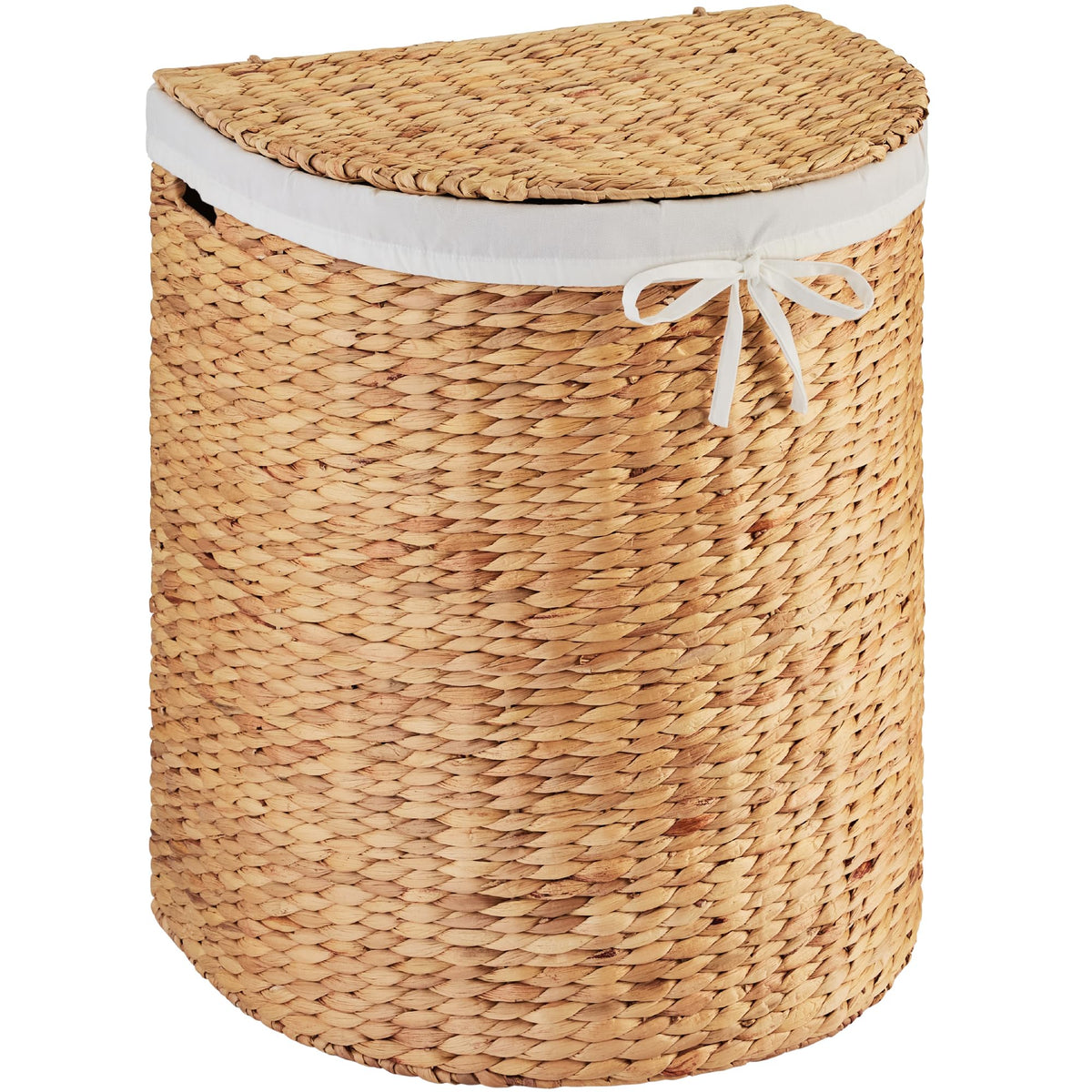 Best Choice Products Half Moon Laundry Hamper w/Lid, Woven Half Round Laundry Basket, w/Removable Liner & Bultin Handles for Ba