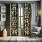 Ambesonne Leafy Art Window Curtains Pack Of 2, Modern Illustration Of Baroque Leaves With Pastel Tones Victorian, Lightweight Se