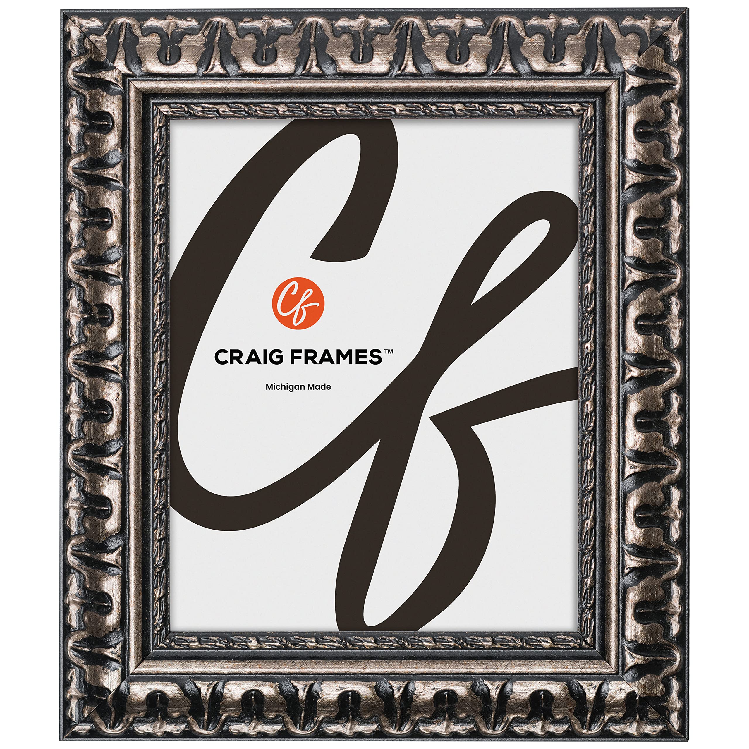 Craig Frames Bravado, 13x16 Picture Frame, Antique Silver