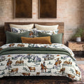 Paseo Road By Hiend Accents Ranch Life Western Bedding 3 Piece King Duvet Cover Set, Cotton Cow Cowboy Longhorn Horse Print West