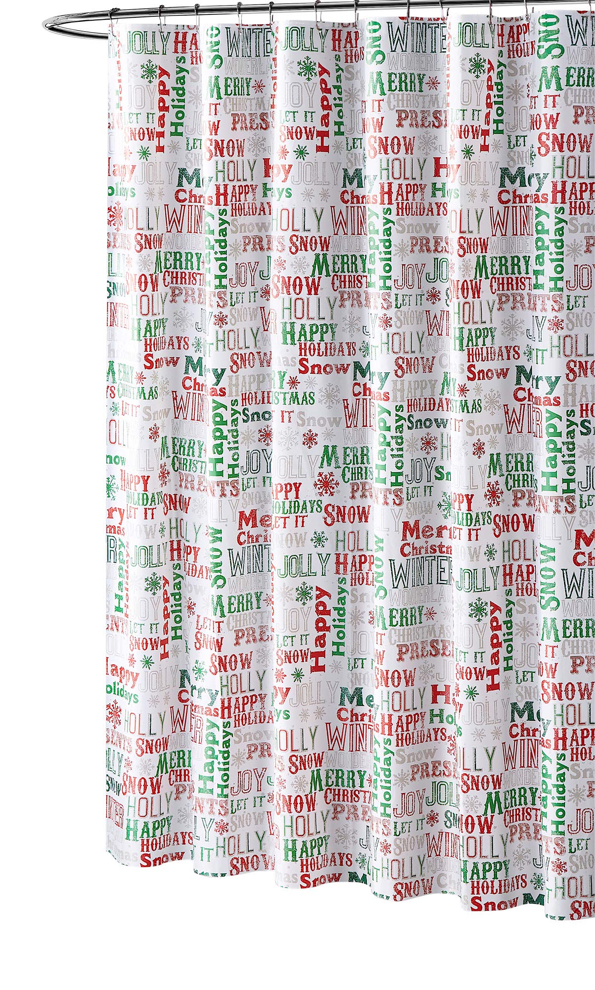 Vcny Holiday Christmas Fabric Shower Curtain: Old Fashion Greetings And Sentiments In A Fun (Shower Curtain)