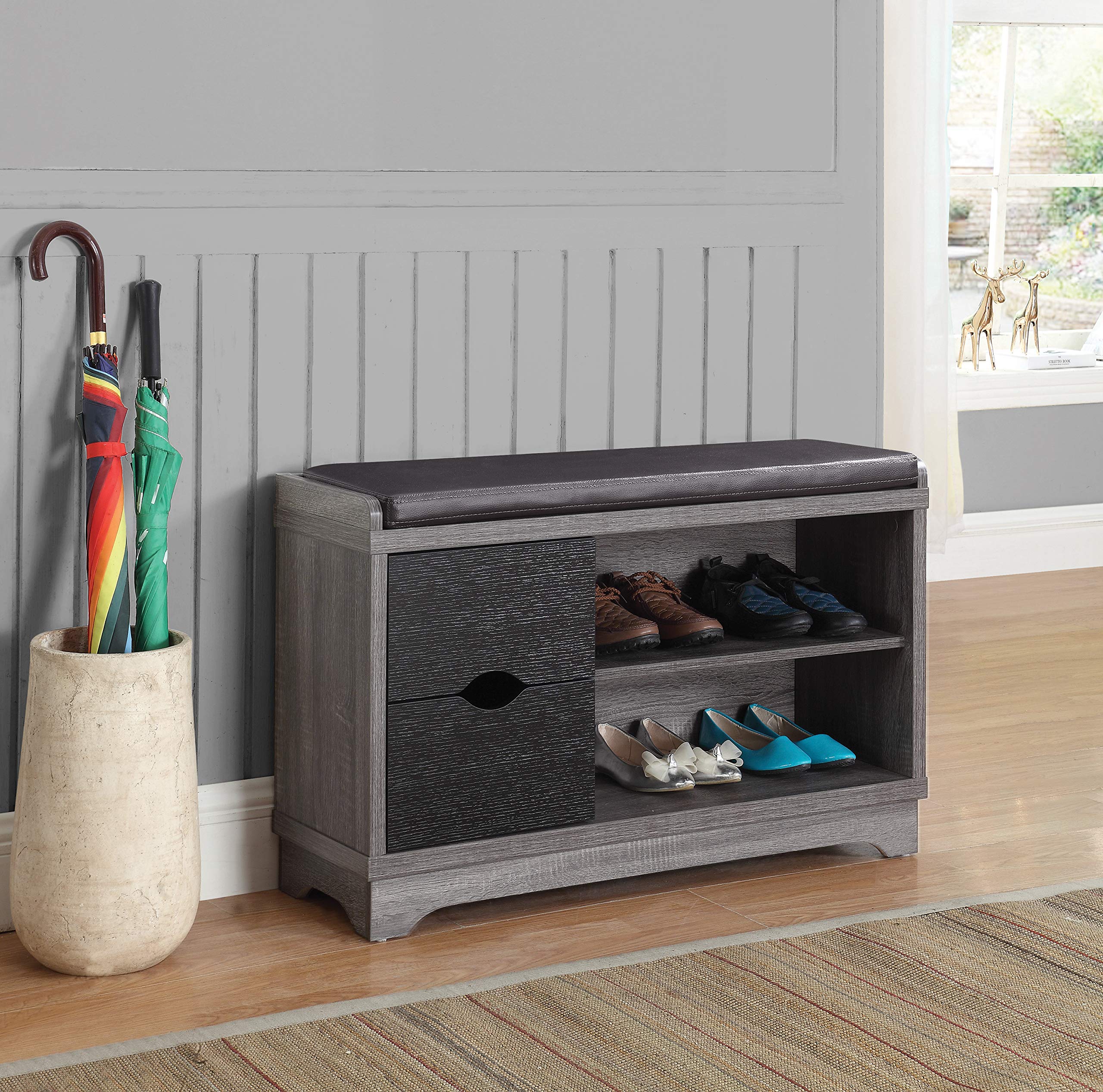 Coaster Home Furnishings 950921 2-drawer Shoe Cabinet Distressed Grey and Black