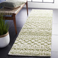 SAFAVIEH Arizona Shag Collection Runner Rug - 23 x 10, Ivory & Green, Moroccan Design, Non-Shedding & Easy Care, 1.6-inch Thic