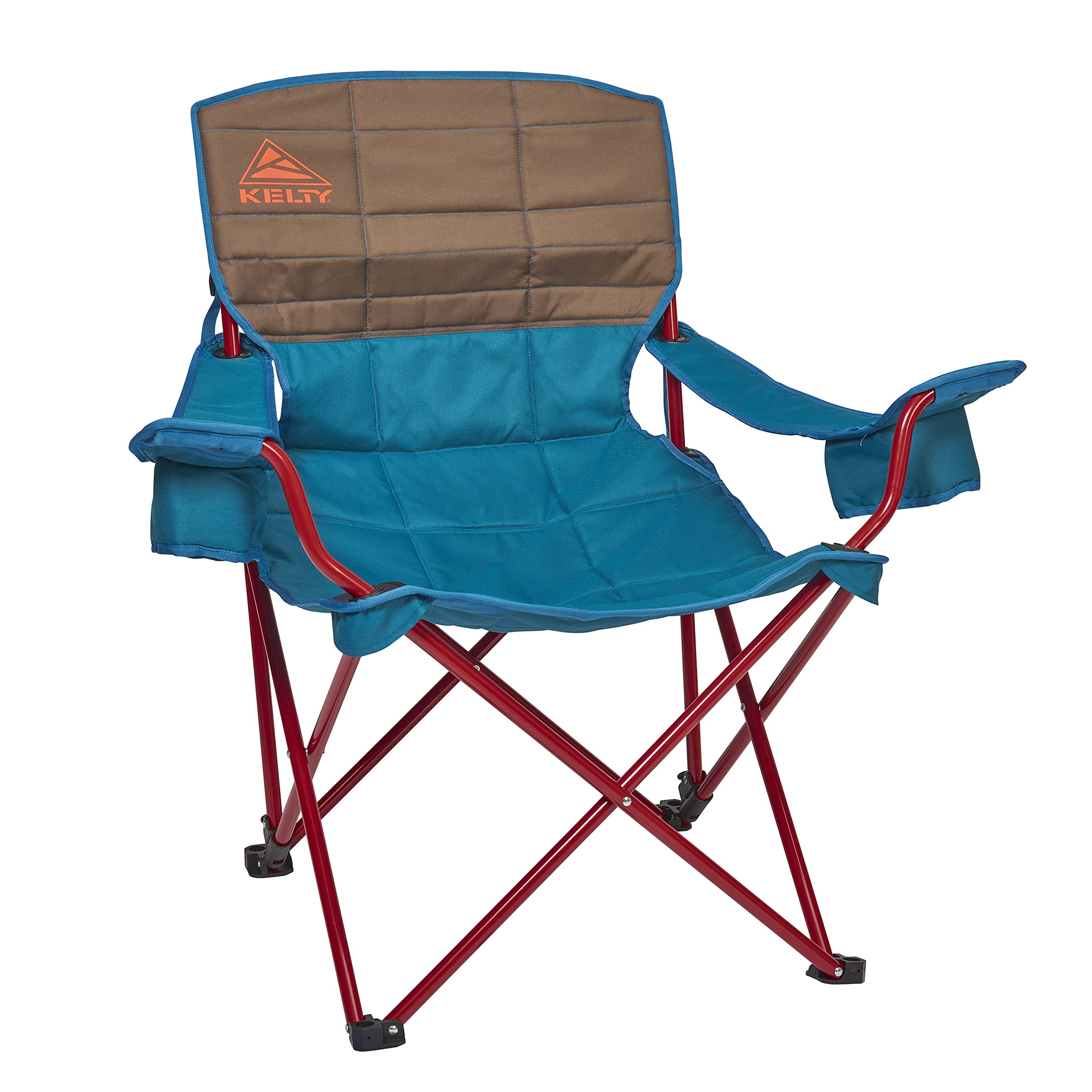 Kelty Deluxe Lounge Chair - Folding Outdoor Camp Chair, Insulated Cupholders, Customized Recline, Steel Frame, Padded Roll Stora