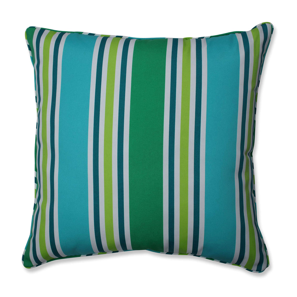 Pillow Perfect Stripe Indoor/Outdoor Accent Throw Pillow, Plush Fill, Weather, And Fade Resistant, Floor - 25' X 25', Blue/Gre