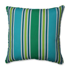 Pillow Perfect Stripe Indoor/Outdoor Accent Throw Pillow, Plush Fill, Weather, And Fade Resistant, Floor - 25' X 25', Blue/Gre