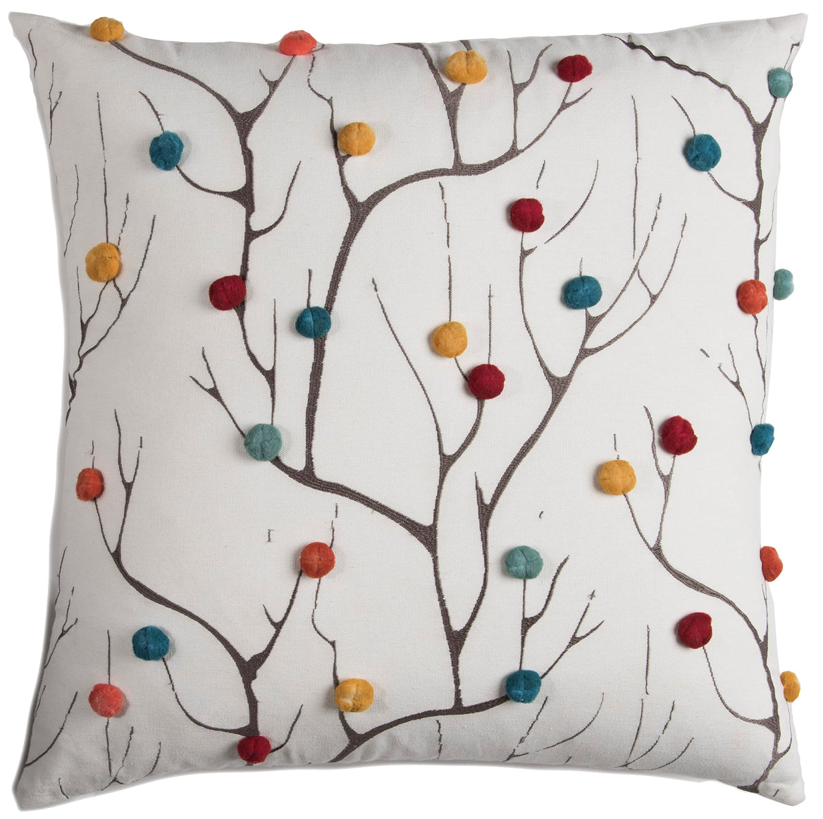 Rizzy Home | T11183 | 20&quot;x20&quot; White/Yellow/Red Decorative Pillow | Cover Only