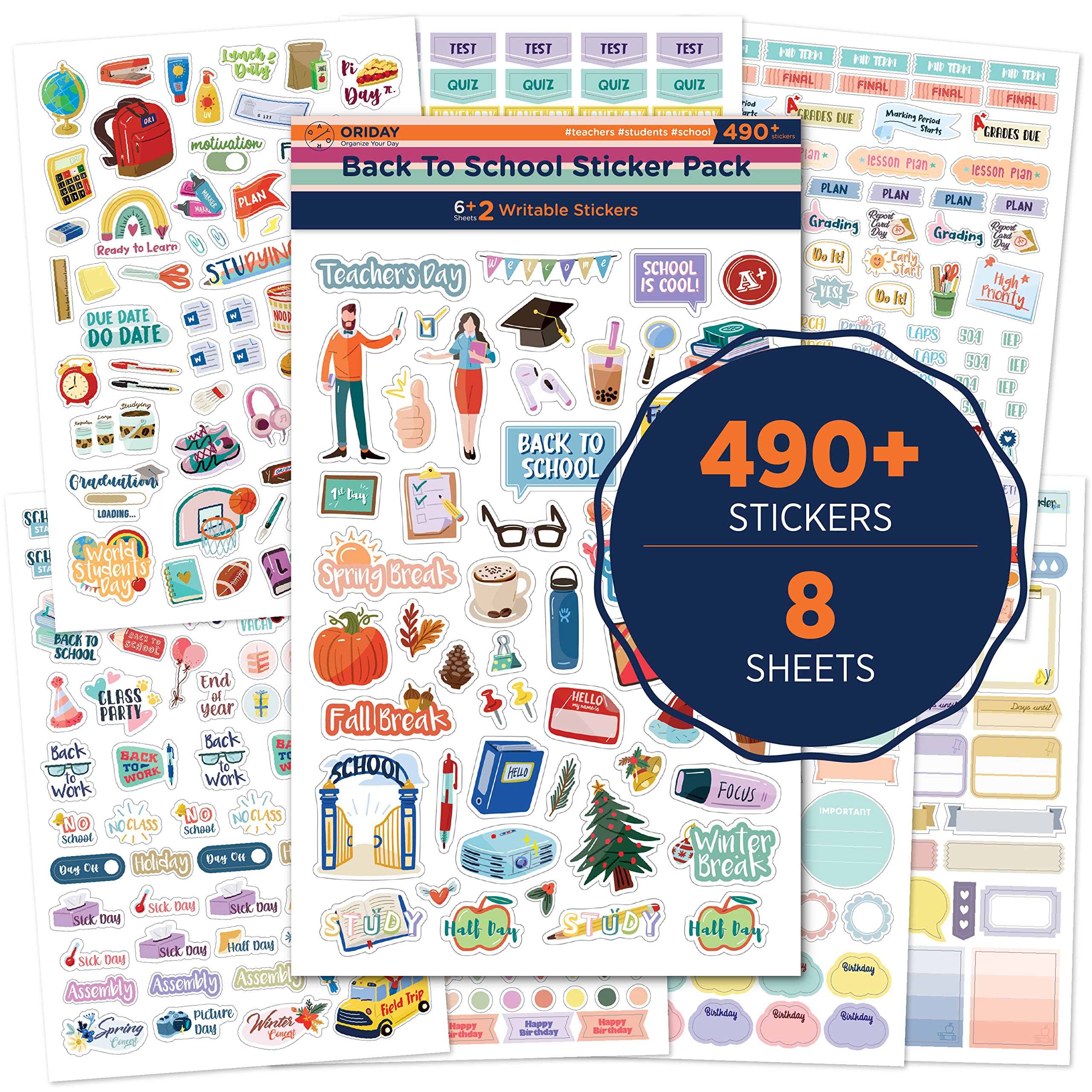 Teacher Planner Stickers Back To School Themed Planning Sticker Accessories For Student, Educators, Homeschoolers, Women, Cute H